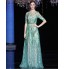 Formal Evening Dress A-line Bateau Floor-length Tulle / Charmeuse / Sequined with Sash / Ribbon / Sequins  