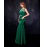 Formal Evening Dress Trumpet / Mermaid Scoop Floor-length Chiffon / Tulle with Crystal Detailing / Sash / Ribbon  