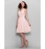 TS Couture? Knee-length Chiffon Bridesmaid Dress A-line V-neck with Beading / Lace / Criss Cross  