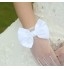 White Lace Elastic Silk Flower Shape Tulle Fingertips Wrist Length Bridal Gloves for Wedding Party  