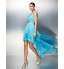 TS Couture? Dress Plus Size / Petite Sheath / Column One Shoulder Asymmetrical Chiffon with Crystal Detailing / Side Draping  