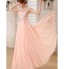 Prom / Formal Evening / Holiday / Family Gathering Dress - Lace-up / Beautiful Back / Elegant A-line Scoop Floor-length Chiffon with Lace  