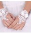 lady& White Lace Elastic Silk Flower Shape Tulle Fingerless Wrist Length Bridal Gloves for Wedding Party  