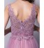 TS Couture? Formal Evening Dress Plus Size / Petite A-line / Princess V-neck Floor-length Tulle with Appliques / Flower(s)  