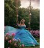 Formal Evening Dress Ball Gown V-neck Chapel Train Organza / Tulle / Charmeuse with Beading / Bow(s) / Flower(s) / Pick Up Skirt / Ruffles  