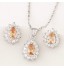 European Style Fashion Boutique Sweet Shiny Zircon Drop Earrings Necklace Set  