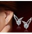 Women& 925 Sterling Silver  Angel Wings Stud Earrings With Rhinestone  