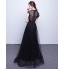 Formal Evening Dress A-line Sweetheart Sweep / Brush Train Lace / Tulle with Sash / Ribbon  