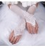 lady& White Lace Elastic Silk Flower Shape Tulle Fingerless Elbow Length Bridal Gloves for Wedding Party  