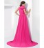 TS Couture? Formal Evening Dress - Elegant Plus Size / Petite A-line / Princess High Neck Court Train Chiffon withBow(s) / Sash / Ribbon / Side  