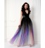 TS Couture? Formal Evening Dress - Color Gradient Plus Size / Petite Sheath / Column V-neck Floor-length Chiffon withSash / Ribbon / Side Draping  