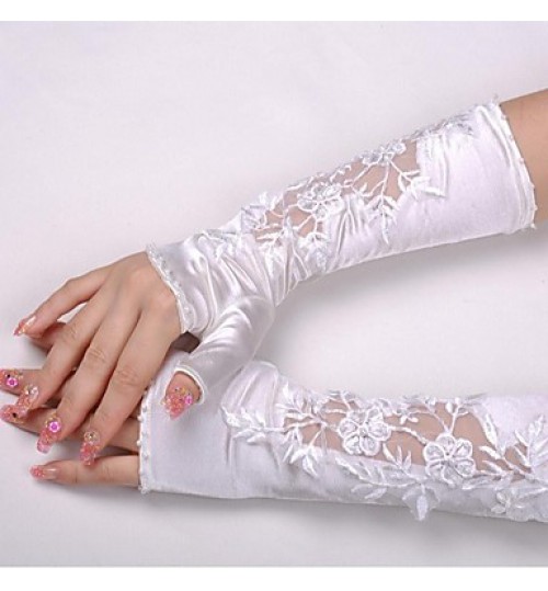 Elbow Length Glove Elastic Satin Bridal Gloves Spring / Fall / Winter  