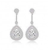 Fashion Classic Teardrop Long Dangle Earrings Filled With Sparkling Tiny CZ Diamond Drop Earrings  