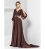 TS Couture? Formal Evening / Military Ball Dress - Elegant Plus Size / Petite A-line / Princess V-neck Court Train Chiffon withAppliques / Beading   