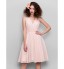 TS Couture? Knee-length Chiffon Bridesmaid Dress A-line V-neck with Beading / Lace / Criss Cross  