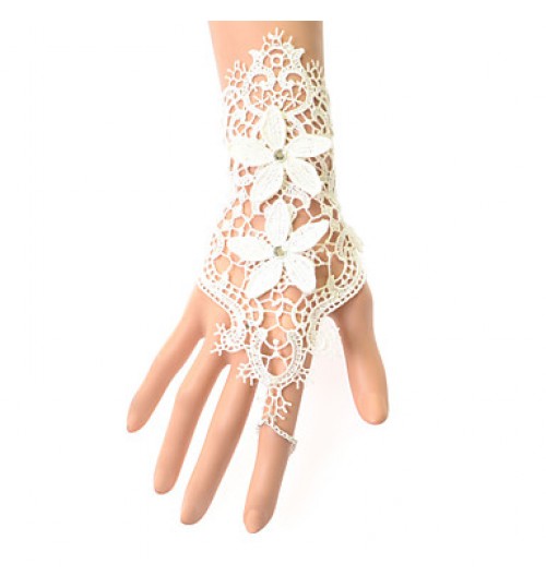 White Wrist Length Fingerless Glove Lace Bridal Gloves / Party/ Evening Gloves(1pc)  