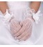 White Lace Elastic Silk Flower Shape Tulle Fingertips Wrist Length Bridal Gloves for Wedding Party  