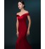 Formal Evening Dress Trumpet / Mermaid Off-the-shoulder Sweep / Brush Train Satin with Pleats  