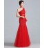 Formal Evening / Military Ball Dress - Lace-up / Elegant Fit &amp; Flare One Shoulder Floor-length Lace / Tulle with Lace  