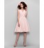 TS Couture? Knee-length Chiffon Bridesmaid Dress A-line V-neck with Beading / Lace / Criss Cross  