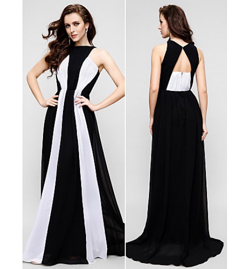 TS Couture? Formal Evening Dress Plus Size / Petite Sheath / Column Jewel Floor-length Chiffon with  