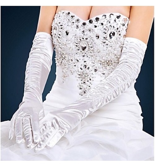 Opera Length Fingertips Glove Satin Bridal Gloves  