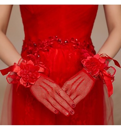 Net Elbow Length Wedding/Party Glove  