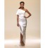 TS Couture? Formal Evening Dress - Furcal Plus Size / Petite Sheath / Column One Shoulder Floor-length Stretch Satin with Side Draping / Split Front  