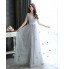 Formal Evening / Black Tie Gala Dress Sheath / Column V-neck Floor-length Tulle with Appliques / Beading / Flower(s)  