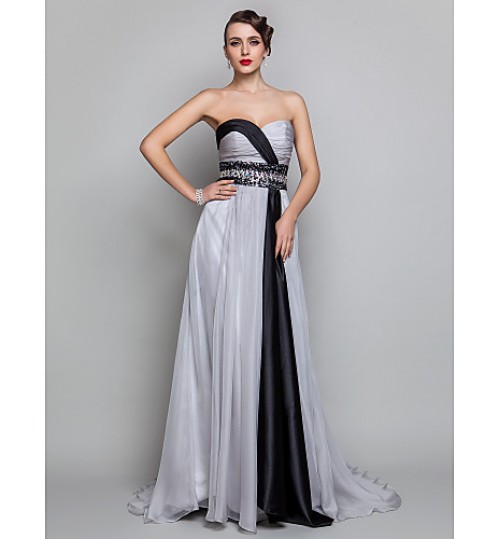 TS Couture? Formal Evening / Military Ball Dress - Open Back Plus Size / Petite A-line Sweetheart Floor-length Chiffon withCrystal Detailing / Criss  