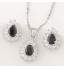 European Style Fashion Boutique Sweet Shiny Zircon Drop Earrings Necklace Set  