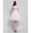 TS Couture? Cocktail Party Dress - Beautiful Back Plus Size / Petite Ball Gown Jewel Knee-length Tulle with Appliques / Beading / Lace  