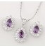 European Style Fashion Boutique Sweet Shiny Zircon Drop Earrings Necklace Set  