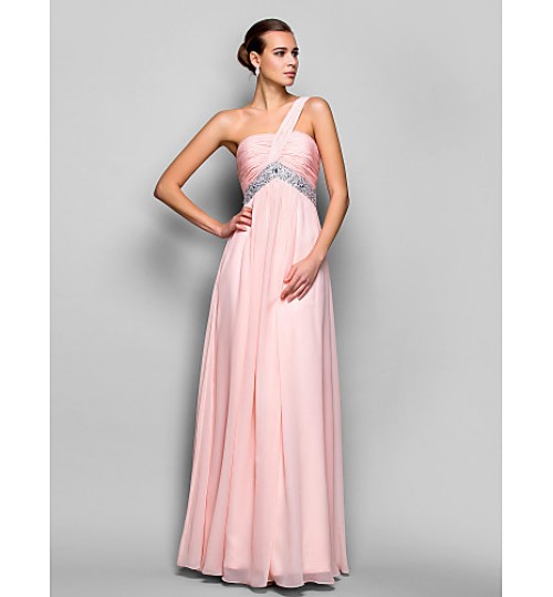 TS Couture? Prom / Formal Evening / Military Ball Dress - Open Back Plus Size / Petite A-line / Princess One Shoulder Floor-length Chiffon  