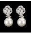 Silver Alloy Cubic Zirconia  Wedding Earrings With Imitation Pearl  