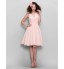 TS Couture? Knee-length Chiffon Bridesmaid Dress A-line V-neck with Beading / Lace / Criss Cross  