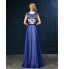 Formal Evening Dress Sheath / Column Bateau Floor-length Satin Chiffon with Lace  