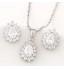 European Style Fashion Boutique Sweet Shiny Zircon Drop Earrings Necklace Set  