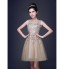 Cocktail Party Dress - Floral / Elegant A-line / Princess Scoop Knee-length Lace / Tulle with Embroidery  