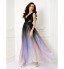 TS Couture? Formal Evening Dress - Color Gradient Plus Size / Petite Sheath / Column V-neck Floor-length Chiffon withSash / Ribbon / Side Draping  