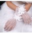 White Lace Elastic Silk Flower Shape Tulle Fingertips Wrist Length Bridal Gloves for Wedding Party  