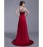 Formal Evening Dress A-line / Princess Scoop Sweep / Brush Train Silk with Beading / Crystal Detailing / Draping / Sash / Ribbon / Sequins  