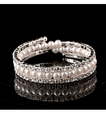 Women& Persona Beads Collection Bracelet Silver / Imitation Pearl Imitation Pearl / Rhinestone  