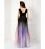 TS Couture? Formal Evening Dress - Color Gradient Plus Size / Petite Sheath / Column V-neck Floor-length Chiffon withSash / Ribbon / Side Draping  