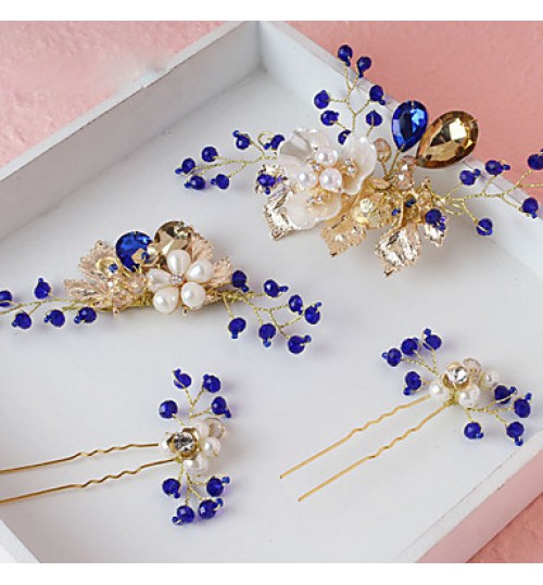 Women& Alloy / Imitation Pearl Headpiece-Wedding / Special Occasion Hair Pin 4 Pieces  