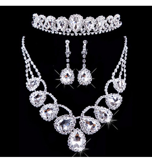 Ladies&/Women& Alloy Wedding/Party Jewelry Set With Rhinestone  