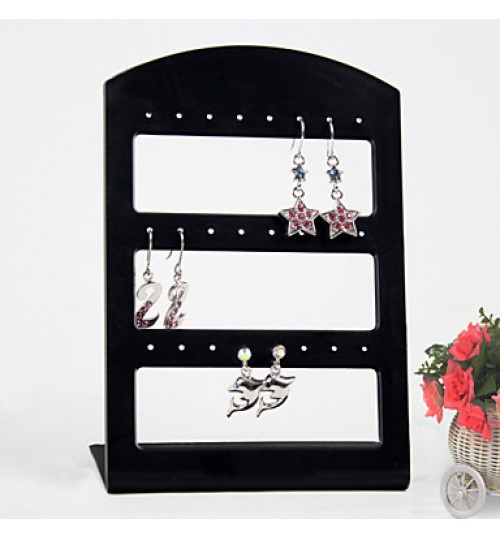 Black Acrylic Earrings Jewelry Displays 24 Holds  