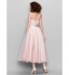 TS Couture? Dress - 1950s Plus Size / Petite A-line Strapless Ankle-length Tulle / Stretch Satin with Lace / Ruching  