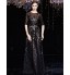 Formal Evening Dress A-line Bateau Floor-length Tulle / Charmeuse / Sequined with Sash / Ribbon / Sequins  