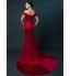 Formal Evening Dress Trumpet / Mermaid Off-the-shoulder Sweep / Brush Train Satin with Pleats  